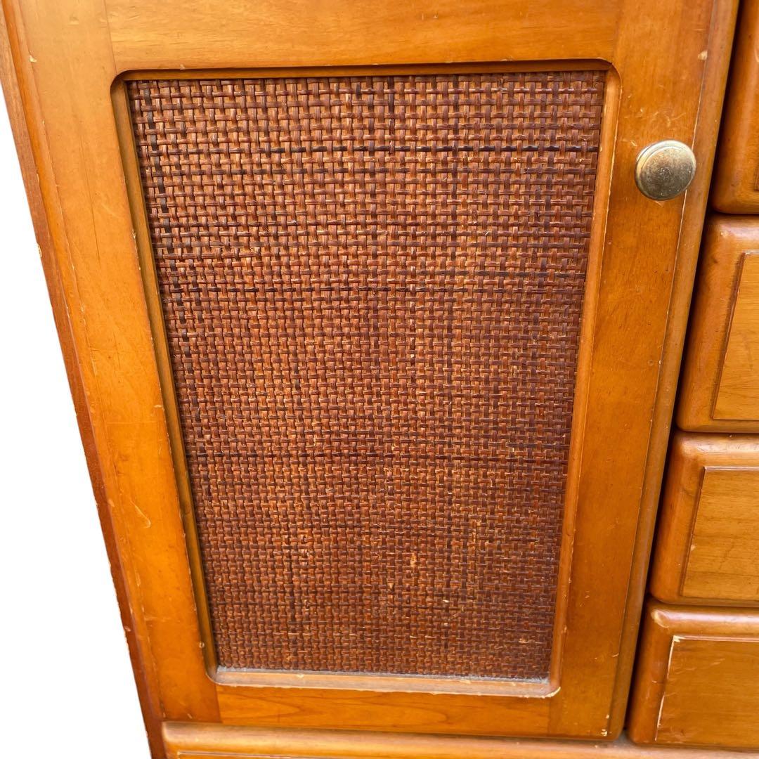 maruni 姫路マルニ　ラタン調　キャビネット 電話台　棚 レトロ タンス