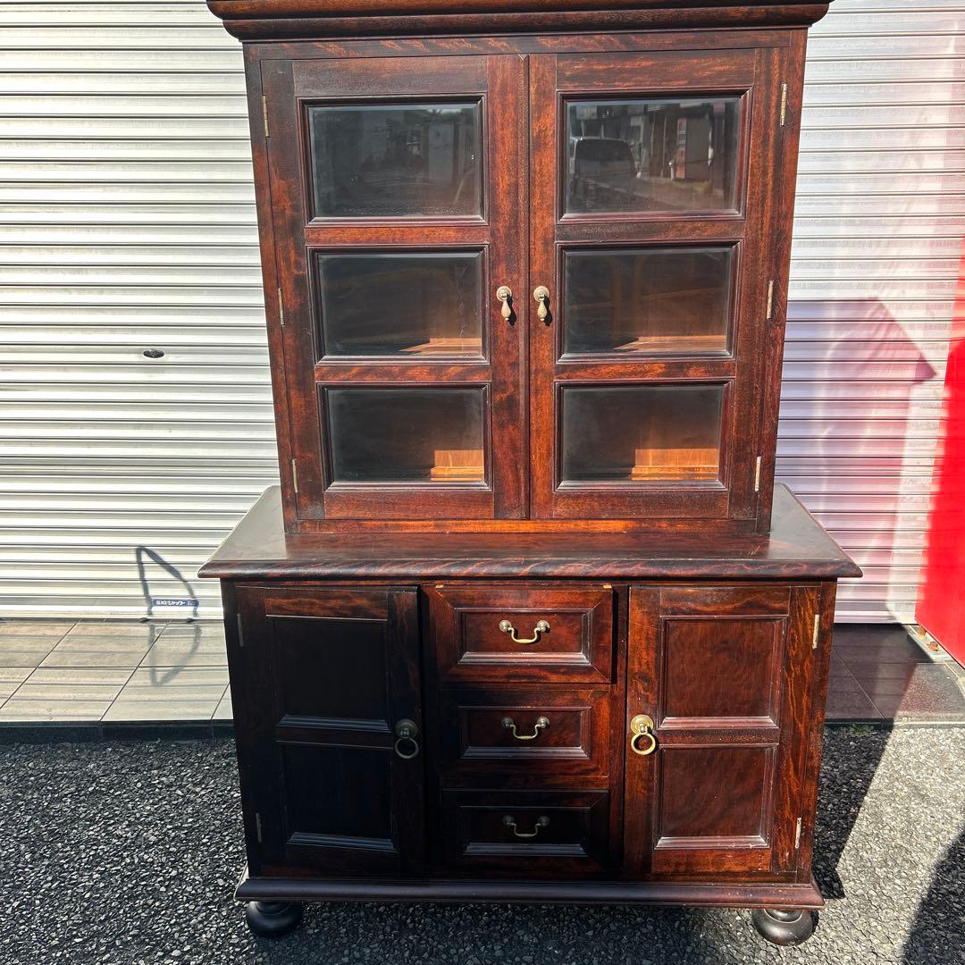 松本民芸家具　ミズメザクラ無垢材食器棚　　　キッチンボード/カップボード　送料込