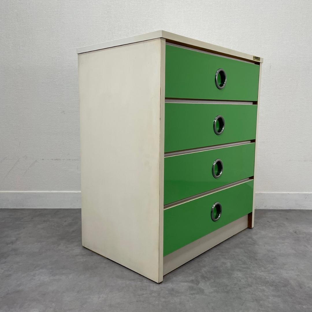 昭和レトロ チェスト グリーン タンス 4段 引き出し 収納 レトロ 緑