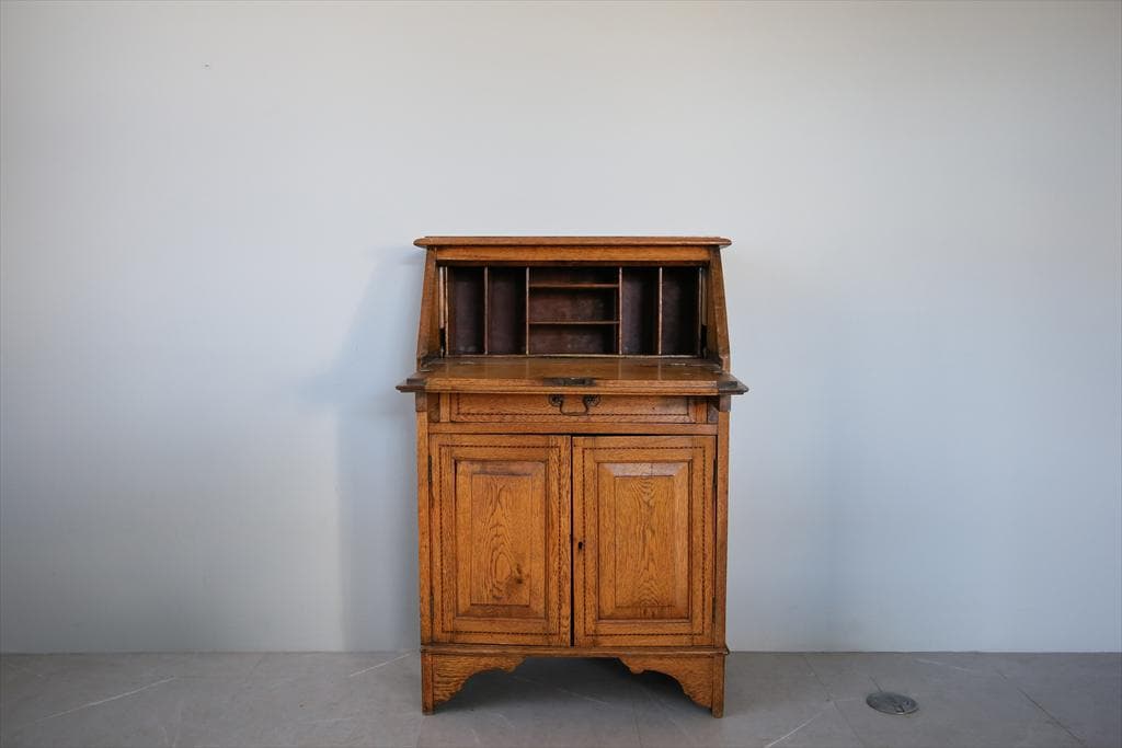 英国アンティーク木製ライティングビューロー/勉強机デスク/テーブル(89-71)