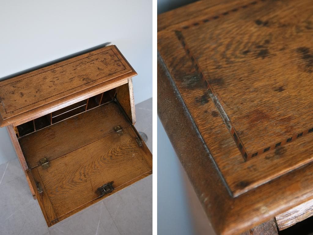 英国アンティーク木製ライティングビューロー/勉強机デスク/テーブル(89-71)