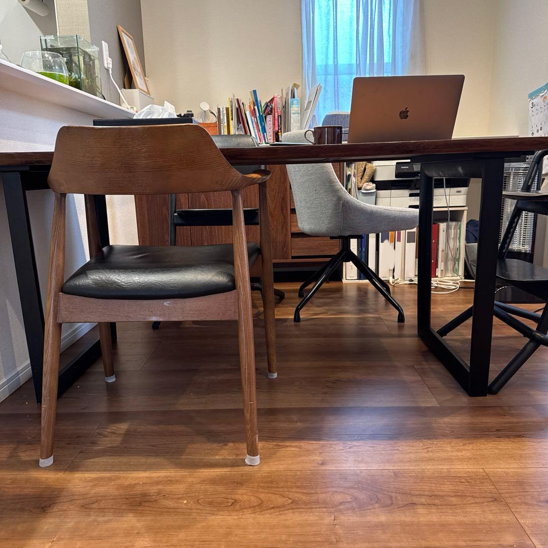 送料込み【おしゃれダイニングテーブル】ウォールナット×黒スチール脚　幅120cm