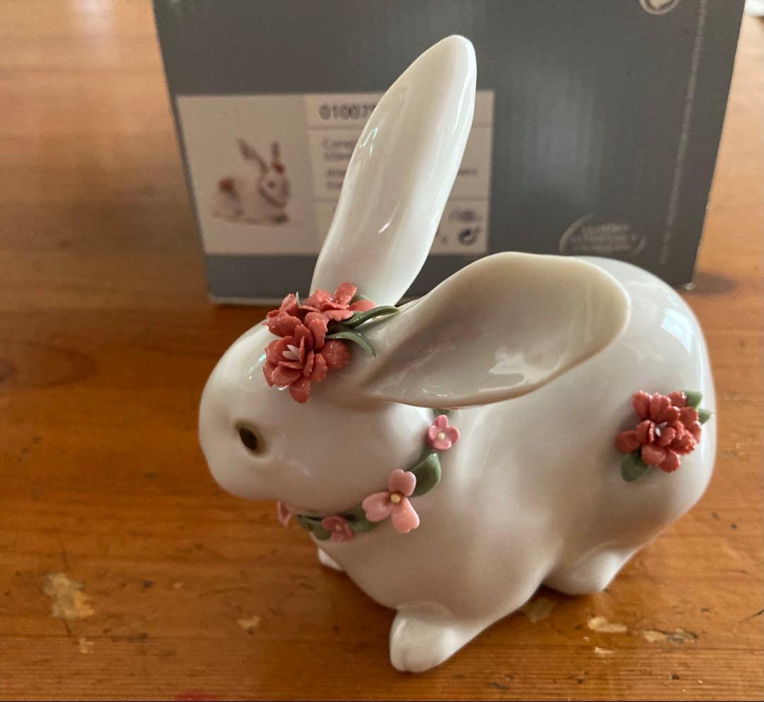 LLADRO リヤドロ 花うさぎ スペイン#7578陶器製箱付 新品未使用品レア