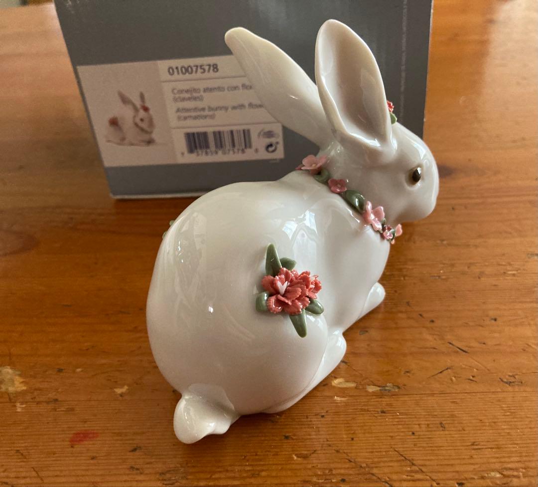 LLADRO リヤドロ 花うさぎ スペイン#7578陶器製箱付 新品未使用品レア