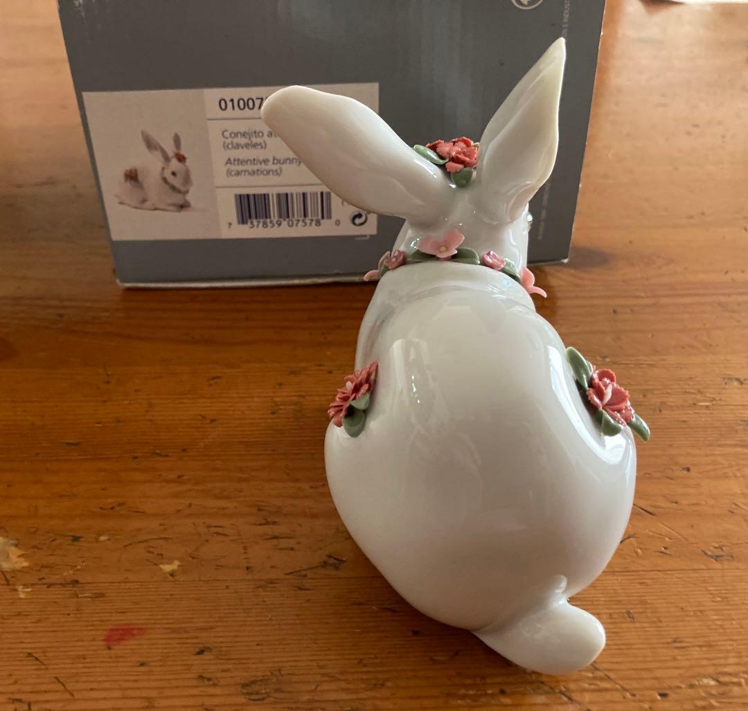 LLADRO リヤドロ 花うさぎ スペイン#7578陶器製箱付 新品未使用品レア