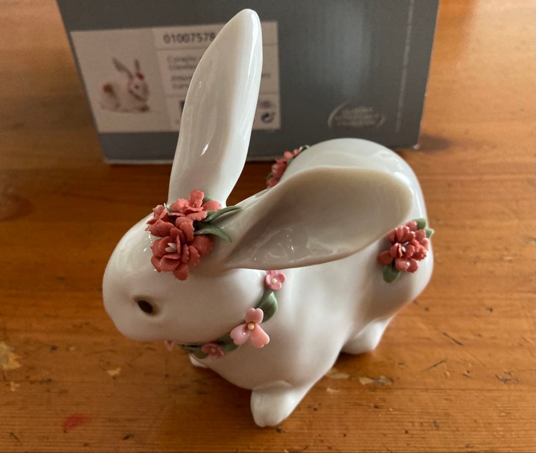 LLADRO リヤドロ 花うさぎ スペイン#7578陶器製箱付 新品未使用品レア