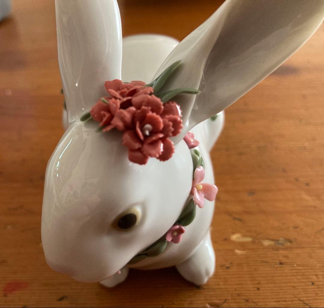 LLADRO リヤドロ 花うさぎ スペイン#7578陶器製箱付 新品未使用品レア