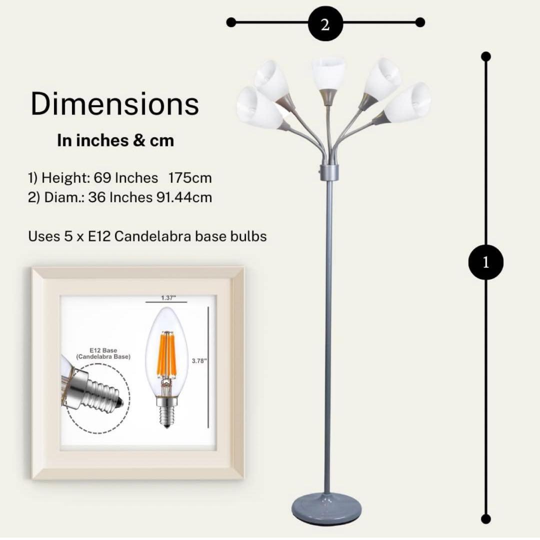 メデューサ シルバー フロアランプ アクリルシェードつき ホワイト