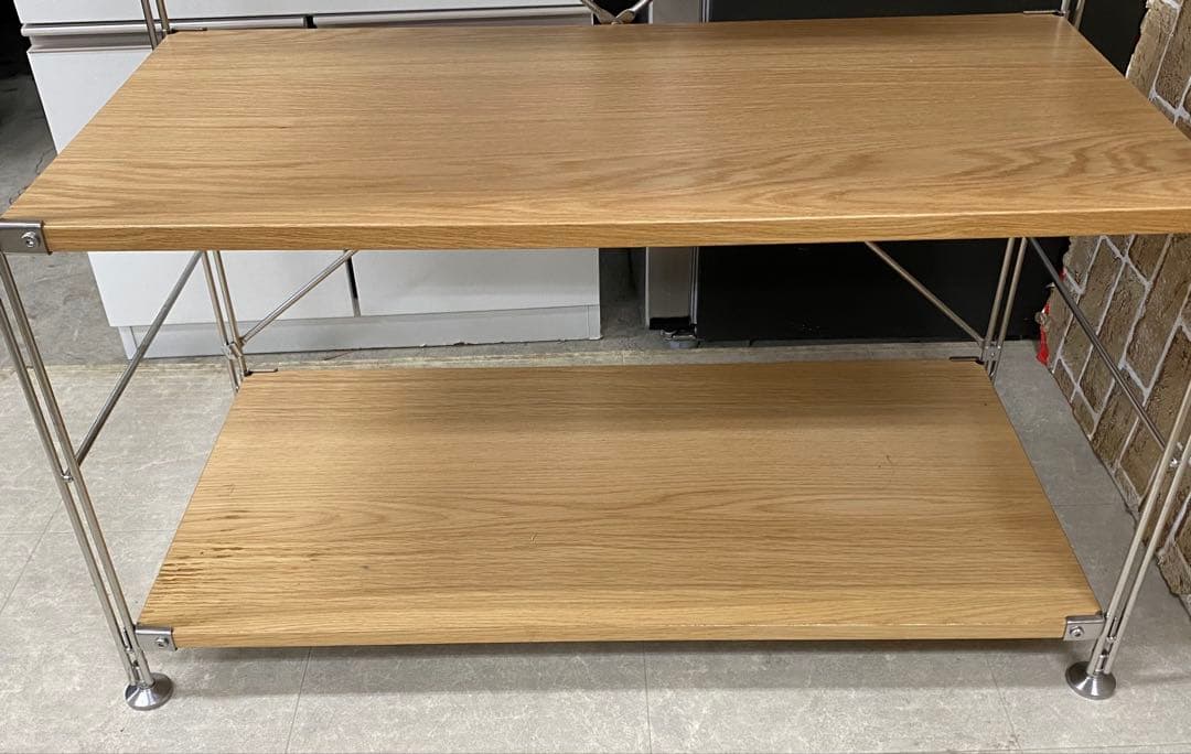 MUJI 無印良品 ステンレスユニットシェルフ オーク材 ワイド 小 札幌