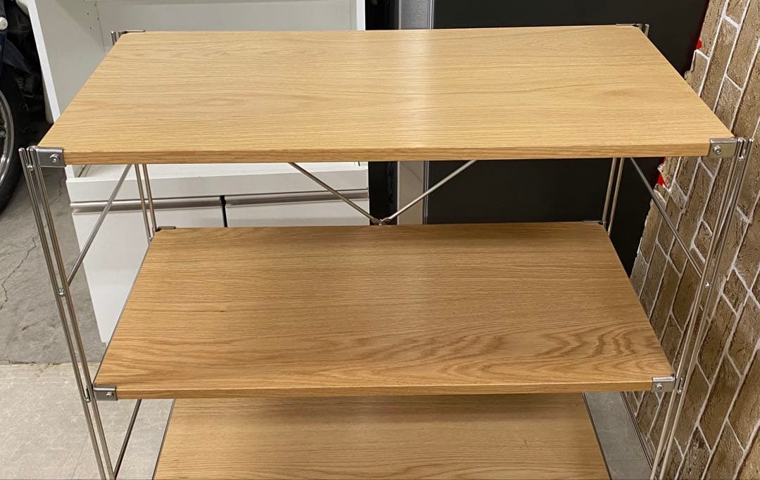 MUJI 無印良品 ステンレスユニットシェルフ オーク材 ワイド 小 札幌