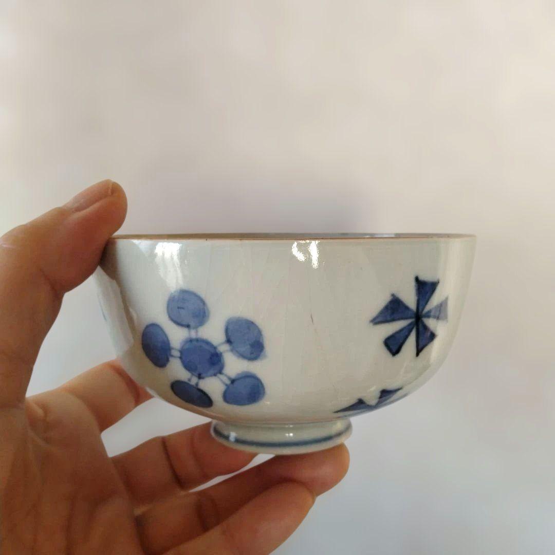 古伊万里染付幾何学花文蓋付き茶碗蕎麦猪口江戸時代 - メルカリ