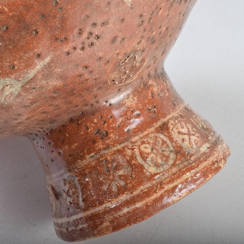 茶道具 佐々木松楽造 赤楽焼 大馬上盃 菓子器 仕覆付 共箱 M R9476