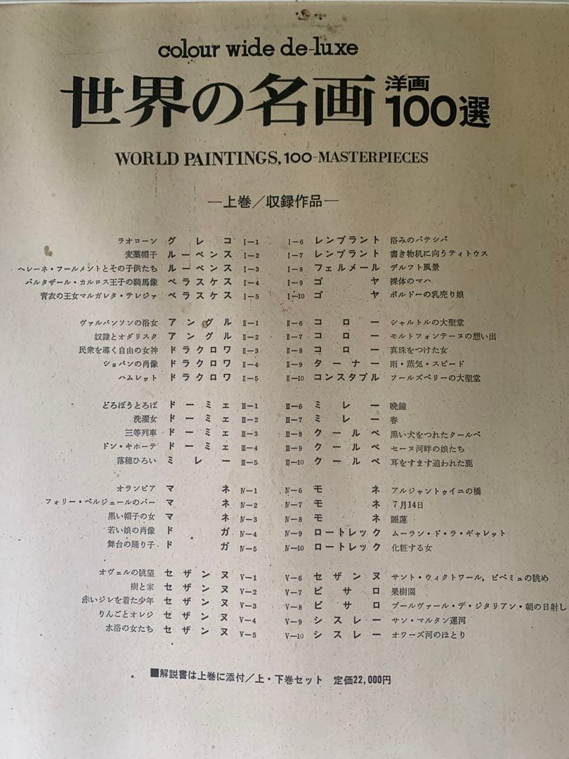 ✴︎希少　✴︎経年劣化なし　【世界の名画100選】印刷物