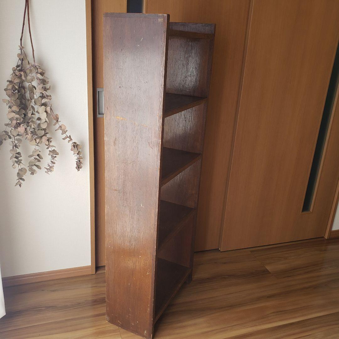 ラワンの5段収納棚　木製　ラワン材　オープンラック　古家具