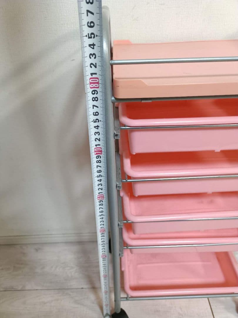 美容室ワゴンピンク　収納ワゴン　理美容 キャスター付き ネイル　理髪サロン