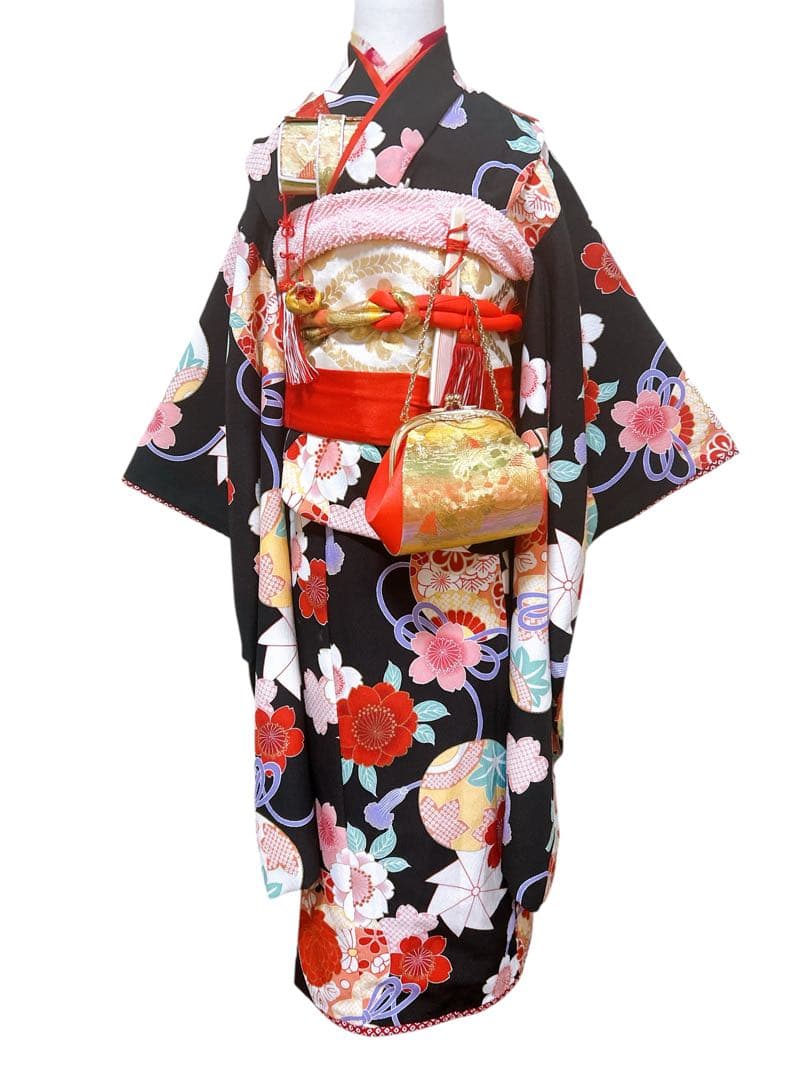 上品黒系♡七五三　7歳　女の子　フルセット　一式　ゴールド