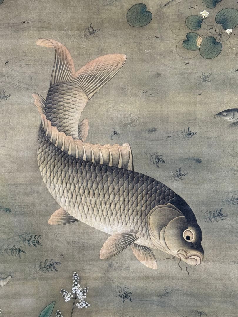 中国　明時代　繆輔　魚藻圖　絹本　原色複製　◇検故宮博物館◇ 一鼎軒0926