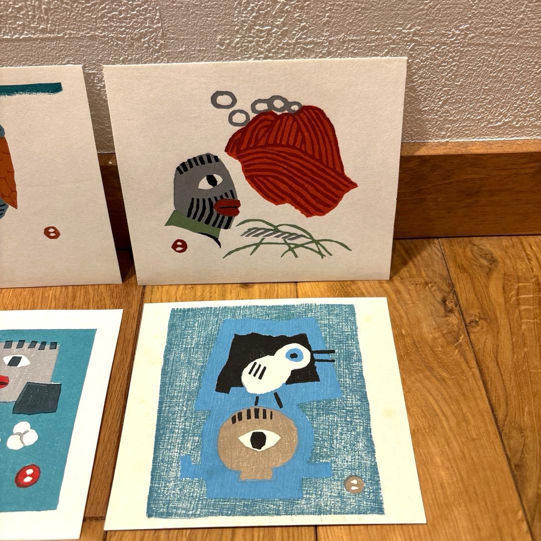 畦地梅太郎　木版画　山男