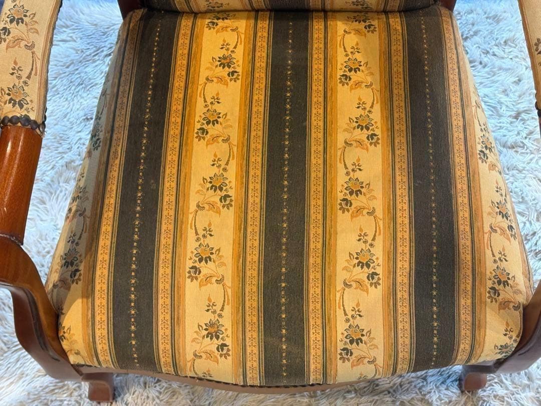 輸入家具　クラシック　ヨーロピアン　ストライプ　ハイバックチェア　アーム　SZ