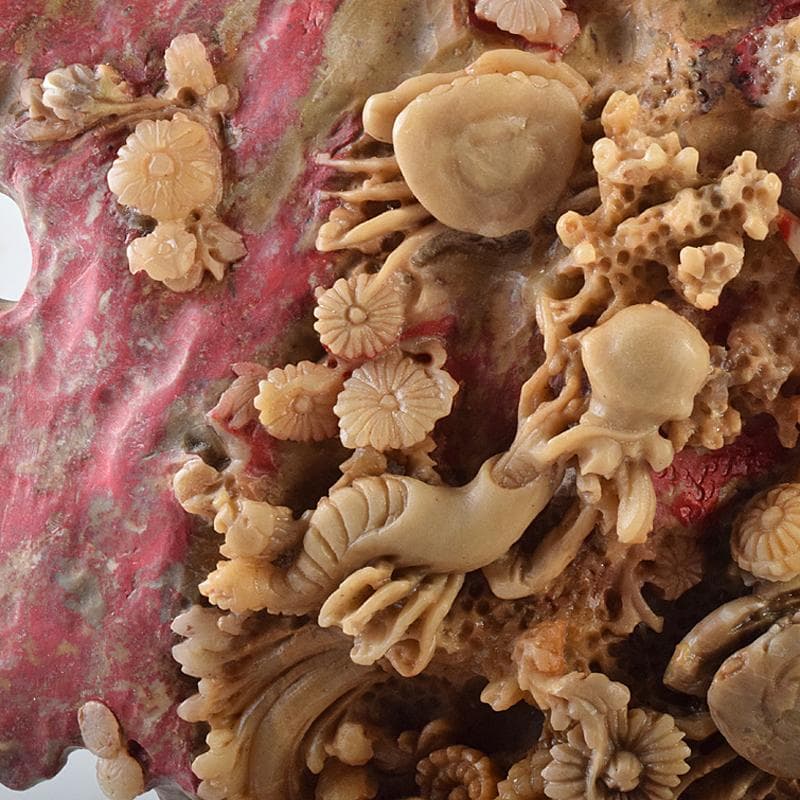 中国 玉石昌化鶏血石 魚蟹海老花刻 置物 床飾 約6㎏ F R7946B - メルカリ