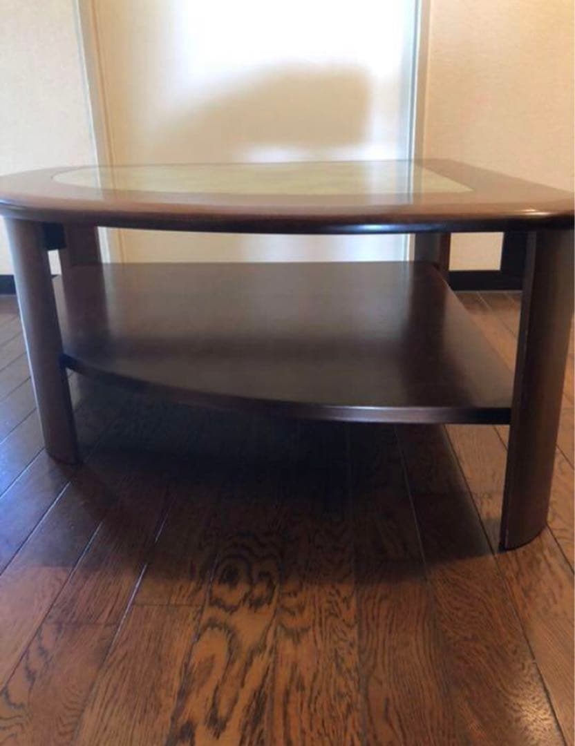 テーブル　コーナーテーブル　三角テーブル　ガラス　レトロ　机　アンティーク