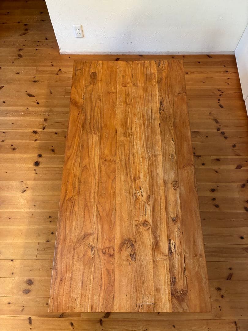 yum 送料込！オールドチーク　W1600 ローテーブル　木製　アジアン