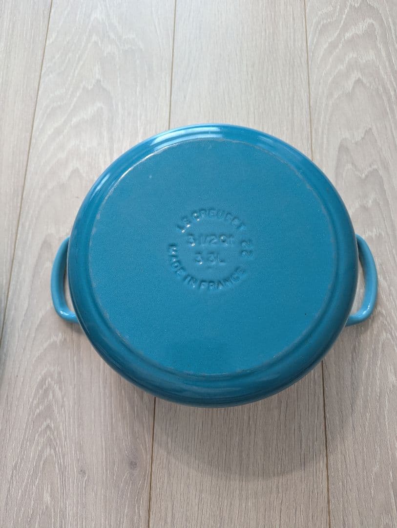 ルクルーゼ　ココット・ロンド 22cm カリビアンブルー　ホーロー鍋