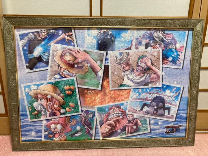 【完成品】アニメ、ワンピースパズル2点セット(専用フレーム付き)