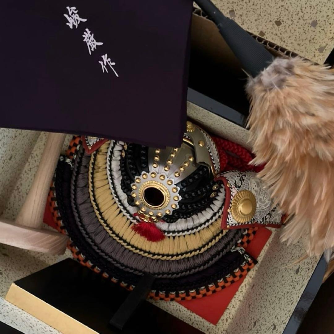 久月　兜　五月人形　こどもの日　端午の節句　加藤峻厳作　黒子札　紫裾濃縅