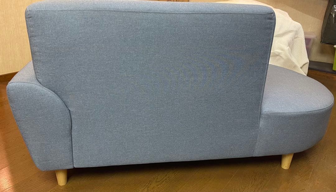片肘右カウチ　ソファ　ライトブルー