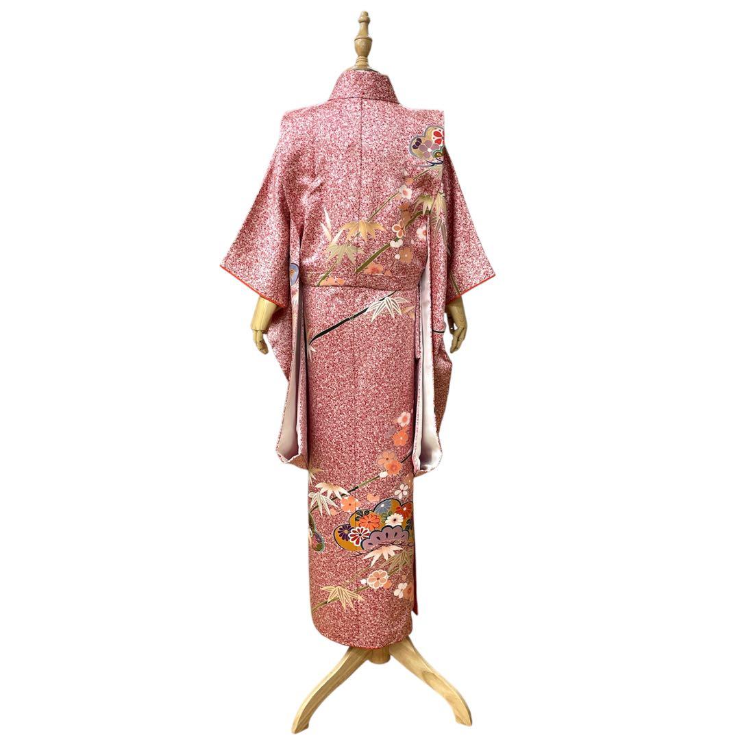 ◎mk-1817　七五三　女の子　着物・帯セット　7歳　　12-15