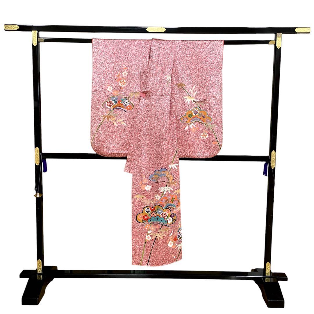 ◎mk-1817　七五三　女の子　着物・帯セット　7歳　　12-15