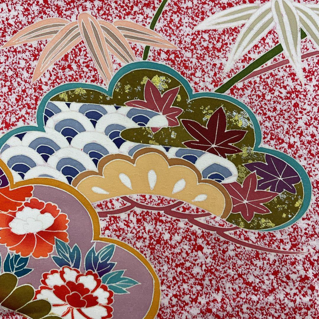 ◎mk-1817　七五三　女の子　着物・帯セット　7歳　　12-15