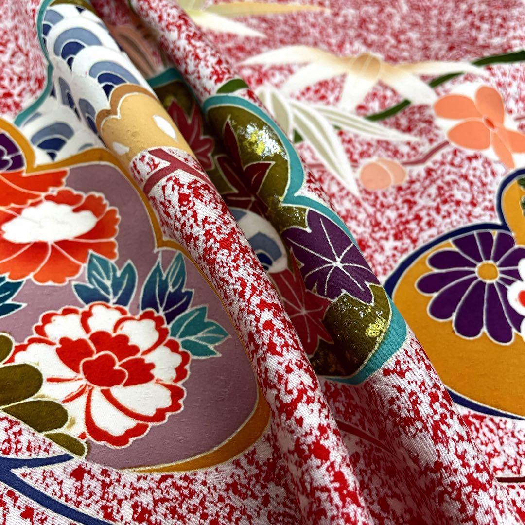 ◎mk-1817　七五三　女の子　着物・帯セット　7歳　　12-15