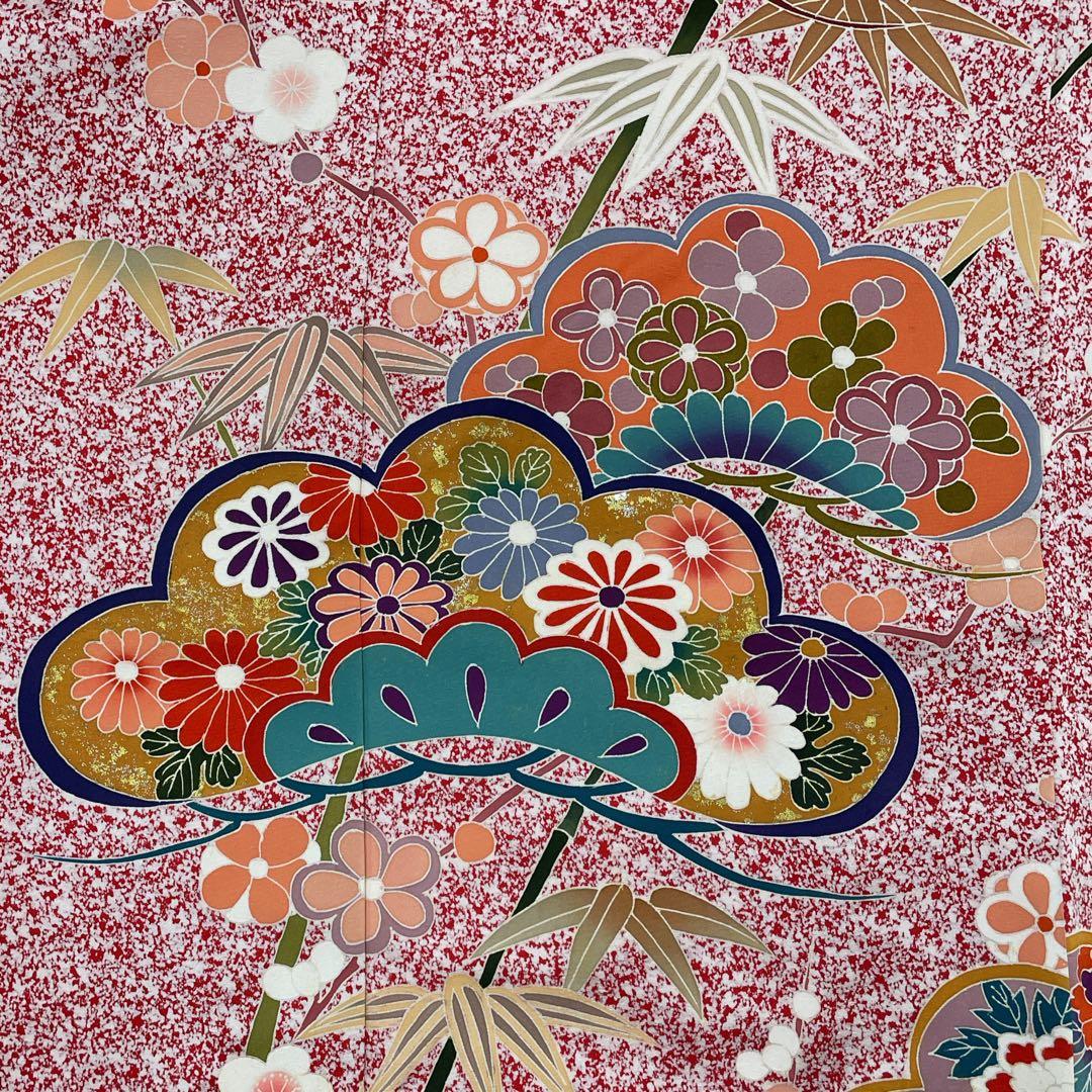 ◎mk-1817　七五三　女の子　着物・帯セット　7歳　　12-15