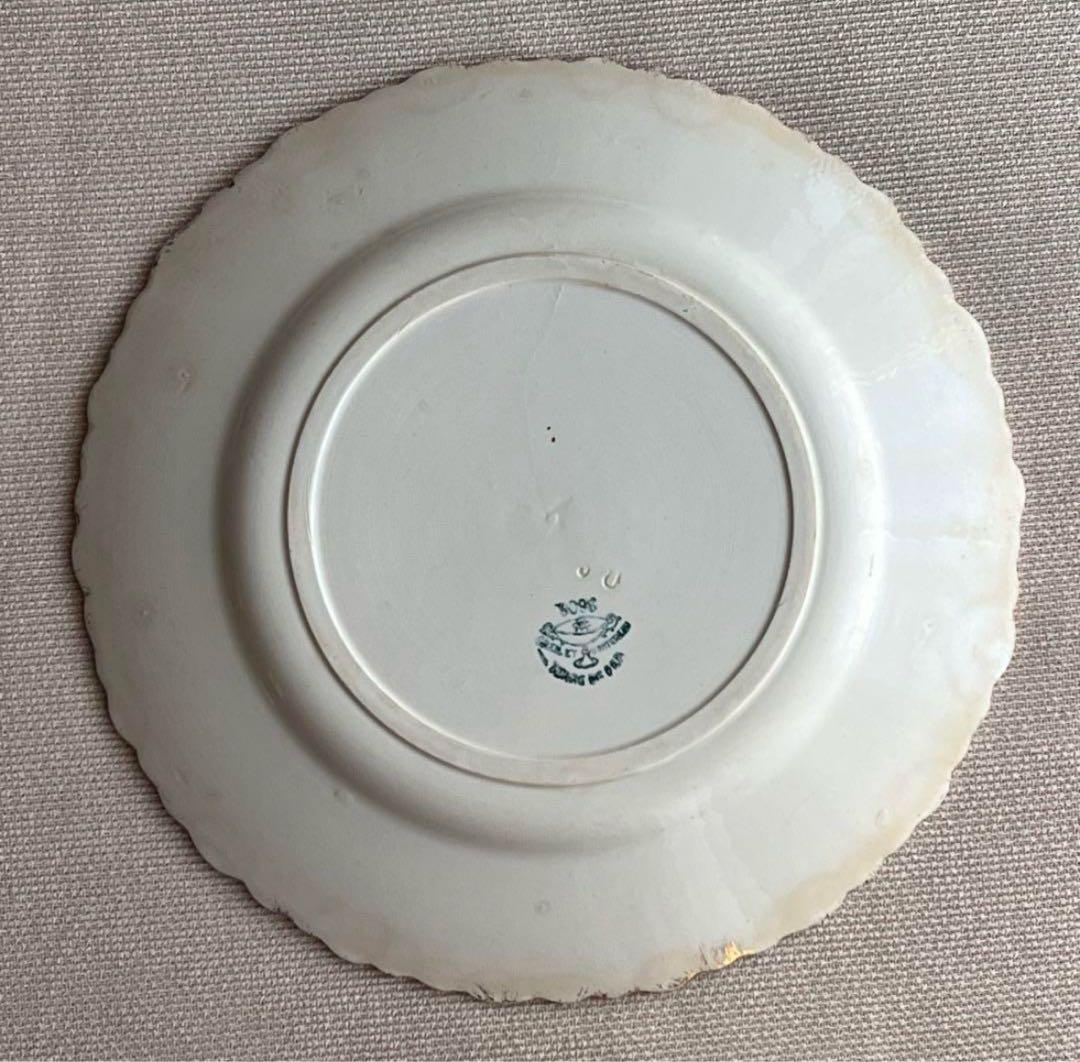 bbw01 フランス クレイユエモントロー プレート 金彩 青アザミ 5枚