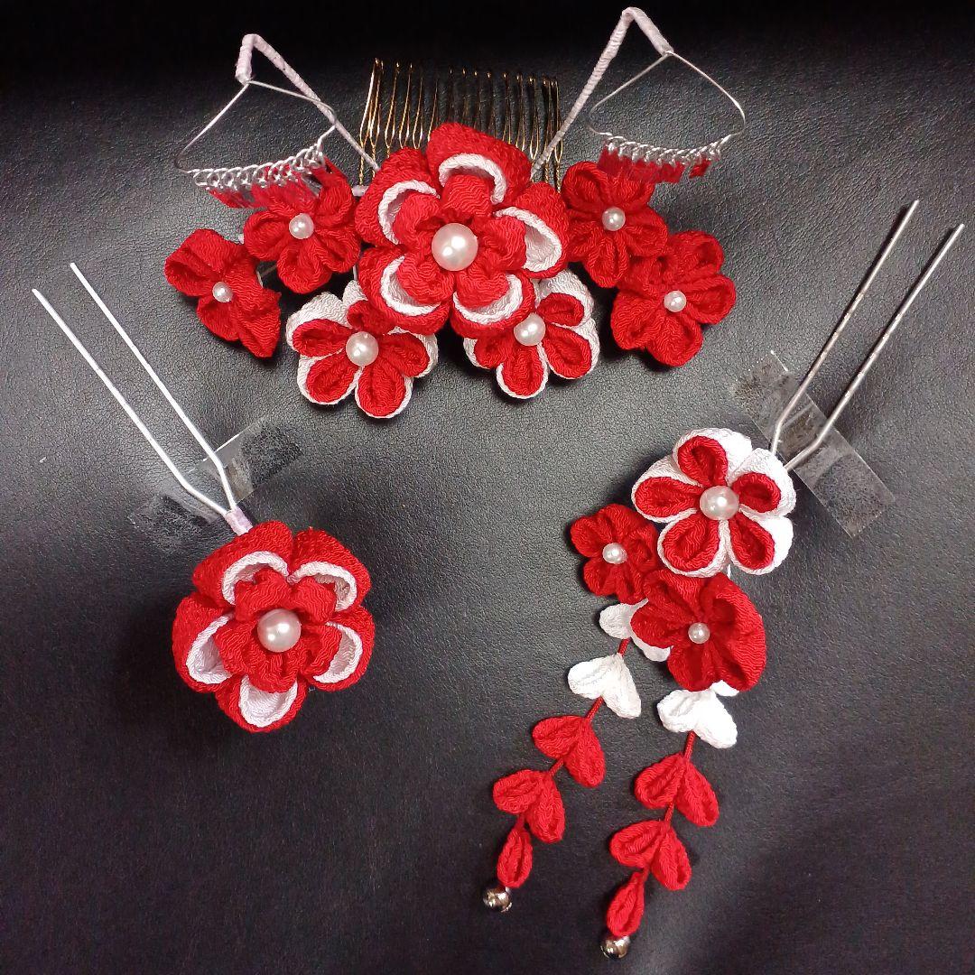 新品未使用【七五三】髪飾り　勝山かんざし　日本髪　つまみ細工　ハレの日　お花飾り