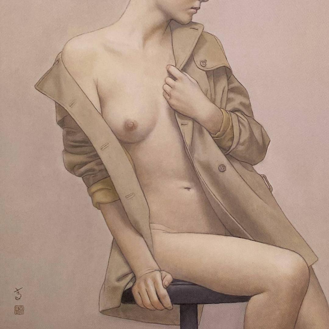 高塚省吾、【ゆるやかな時間】、希少な額装用画集画、新品高級額 額装付