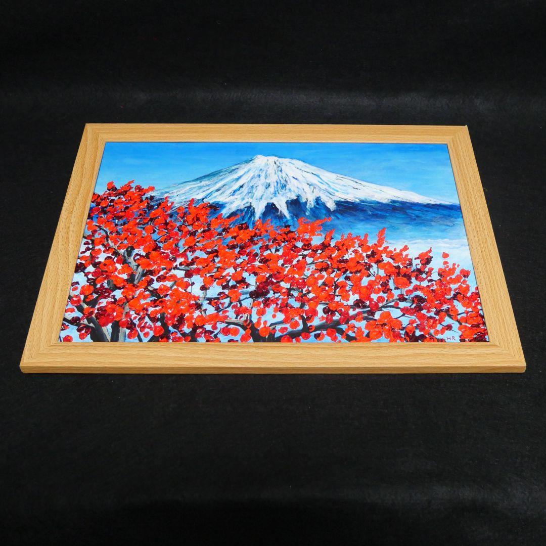 油絵 油彩 油彩画 絵 絵画【富士山と梅の花】 - メルカリ