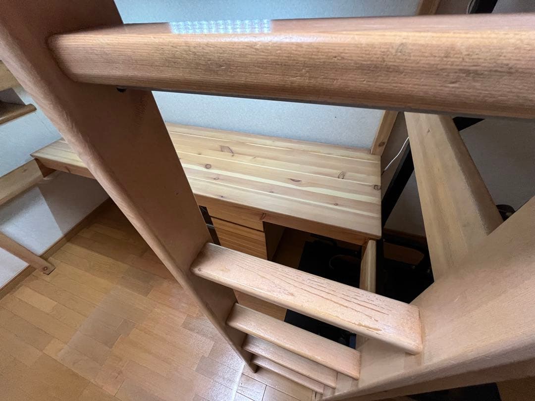 無印良品パイン材ロフトベッド　デスク・チェア・キャビネット付き　年内引き取り限定