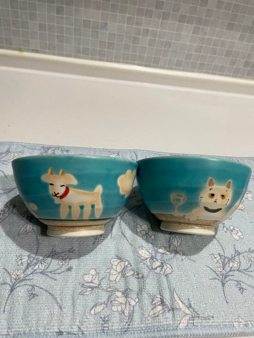 atelier quichane 動物デザイン飯碗、フリーカップ 4個セット