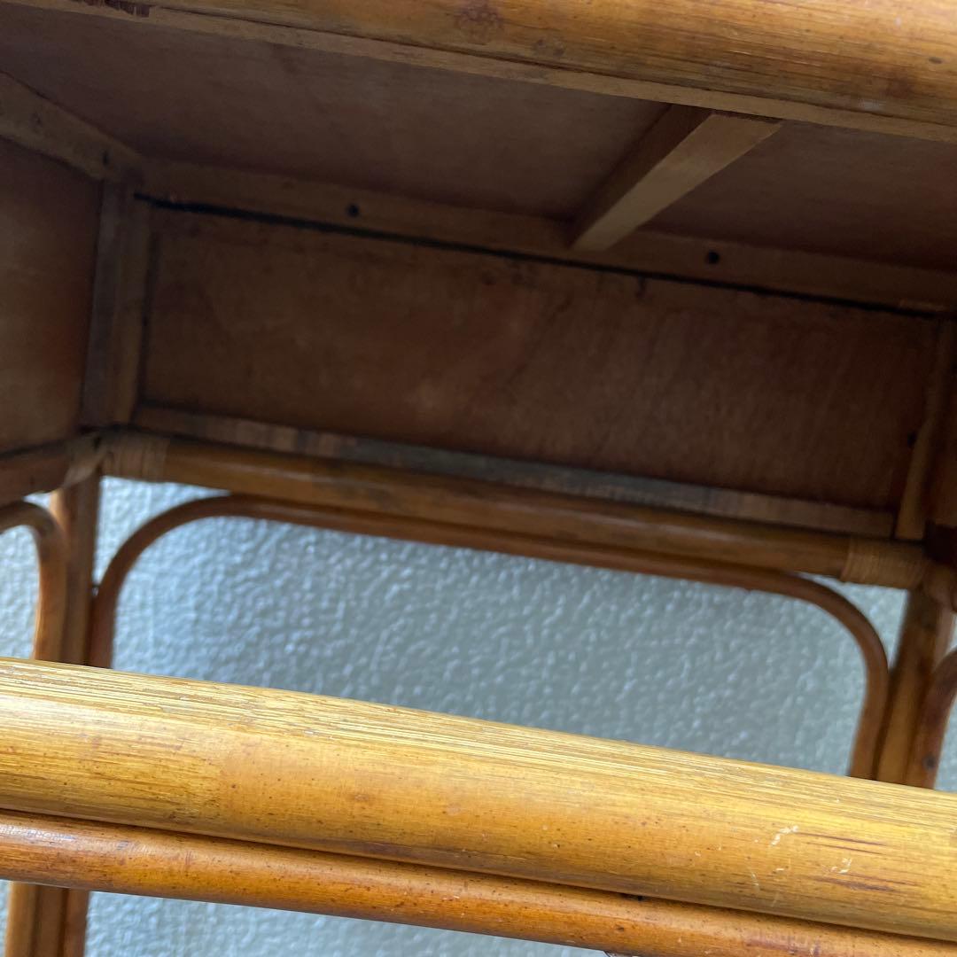 #昭和レトロ　ラタン ドレッサー　鏡台 引き出し付き　アーチ型ミラー　ビンテージ