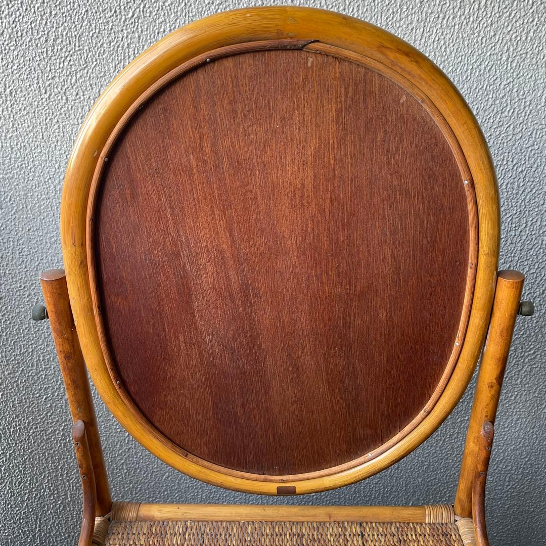 #昭和レトロ　ラタン ドレッサー　鏡台 引き出し付き　アーチ型ミラー　ビンテージ