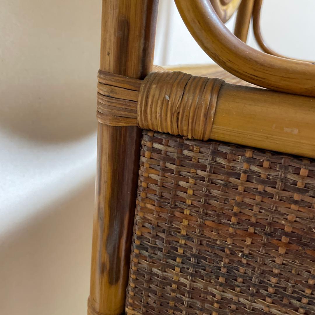 #昭和レトロ　ラタン ドレッサー　鏡台 引き出し付き　アーチ型ミラー　ビンテージ