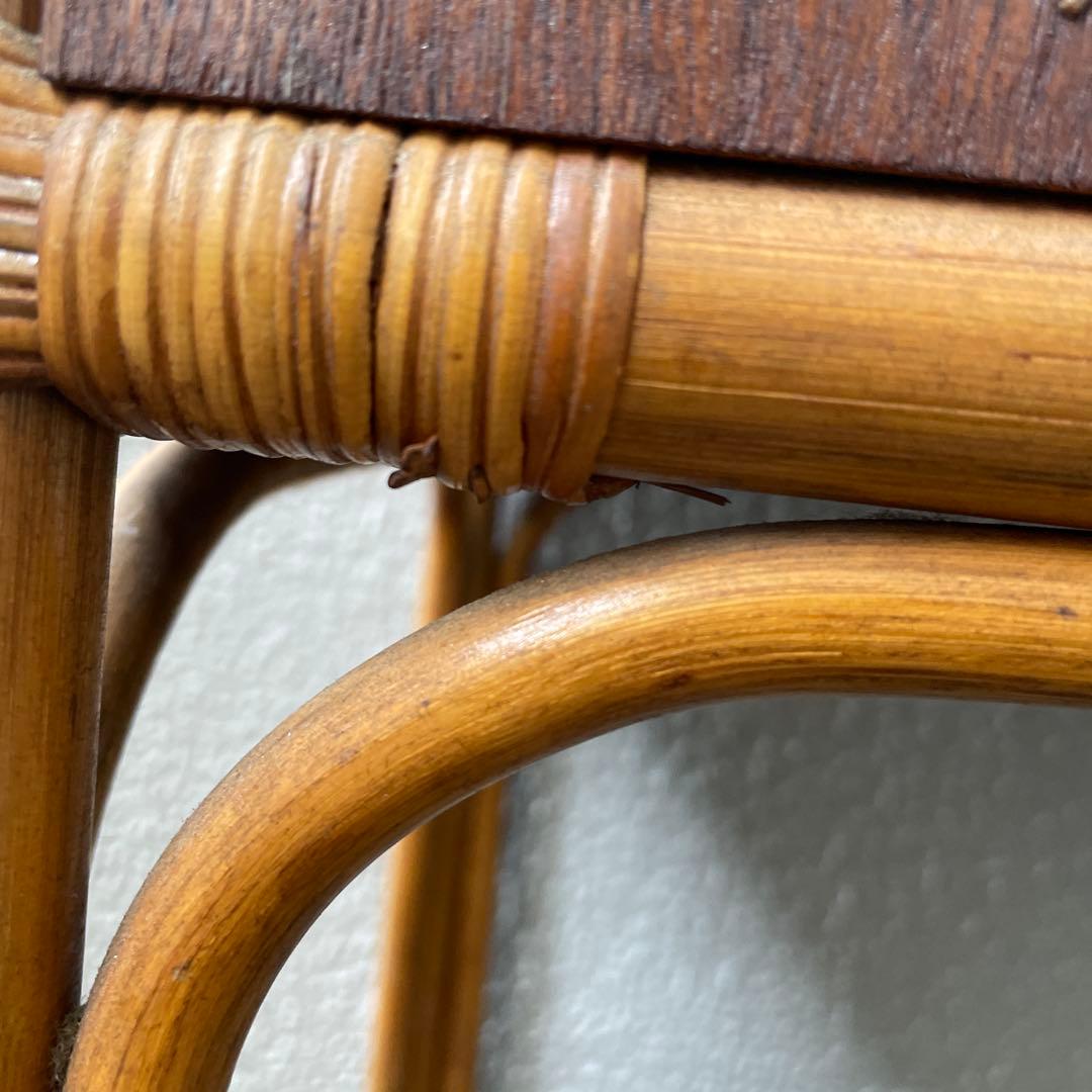 #昭和レトロ　ラタン ドレッサー　鏡台 引き出し付き　アーチ型ミラー　ビンテージ