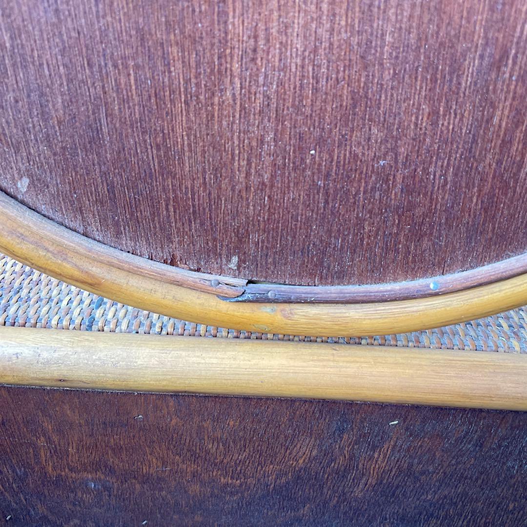 #昭和レトロ　ラタン ドレッサー　鏡台 引き出し付き　アーチ型ミラー　ビンテージ