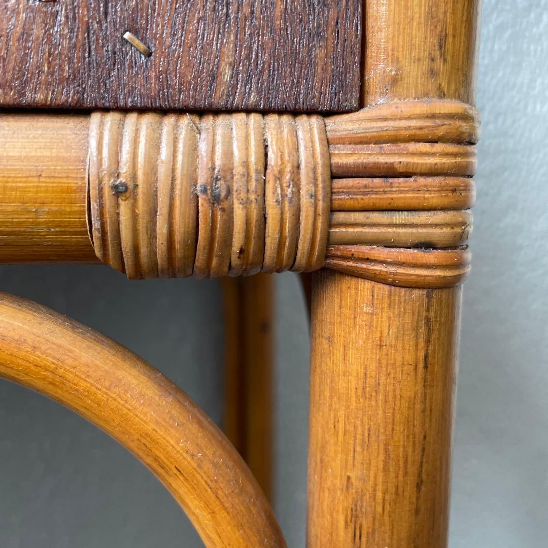 #昭和レトロ　ラタン ドレッサー　鏡台 引き出し付き　アーチ型ミラー　ビンテージ