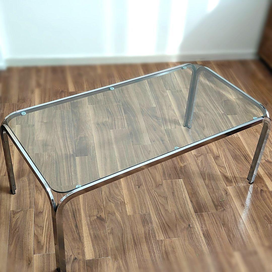ガラステーブル　昭和レトロ　ミッドセンチュリー