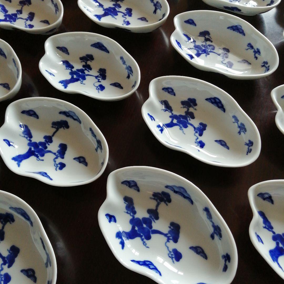 清水焼　平安眉山　松模様雲形皿　19枚　16.5cm　大正期