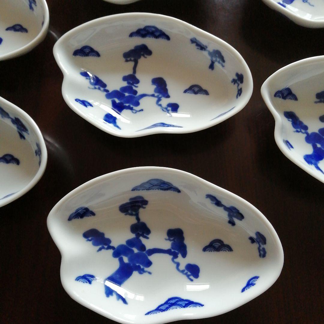 清水焼　平安眉山　松模様雲形皿　19枚　16.5cm　大正期